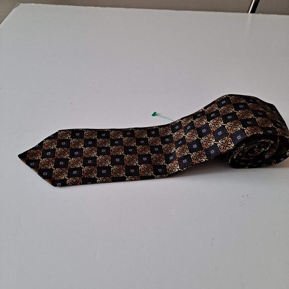 Robert Talbott Best of Class Black Gold Multi Extra Long Textured Tie One Size - Picture 5 of 10